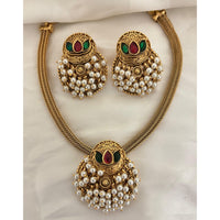 Jewel Addiction Ethnic Pota Stone And Pearl Necklace Set