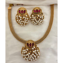 Jewel Addiction Ethnic Pota Stone And Pearl Necklace Set