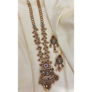 Jewel Addiction Ethnic Pota Stone And Pearl Long Necklace Set 
