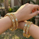 Jewel Addiction Royal Pota Stone And Meenakari Bangles Set 
