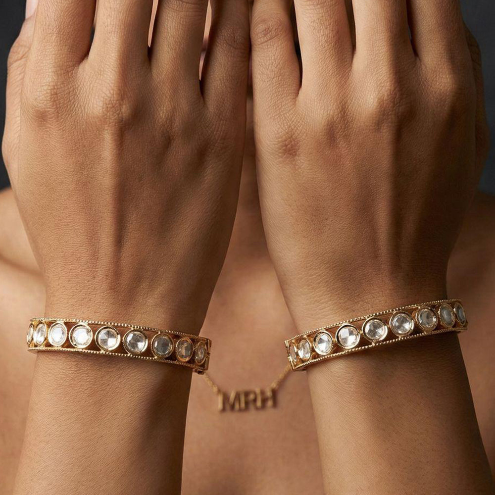 Jewel Addiction Designer Polki Kundan Stone Bangle Set