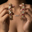 Jewel Addiction Designer Polki Kundan Stone Bangle Set