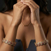 Jewel Addiction Designer Polki Kundan Stone Openable Bangle Set