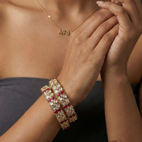 Jewel Addiction Designer Polki Kundan Stone Openable Bangle Set