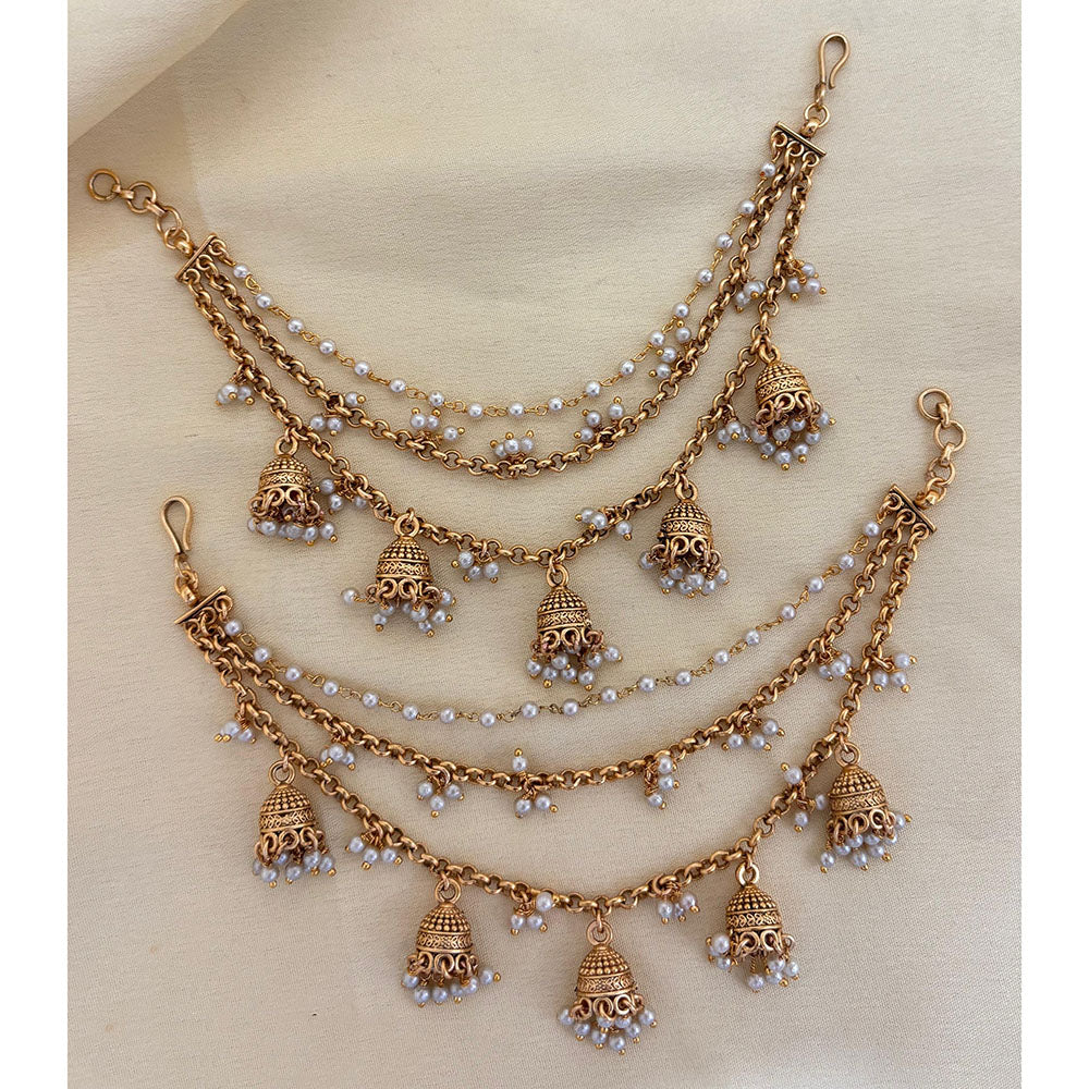 Jewel Addiction Traditional Copper Finish Pearl Multi Layer Kan Chain