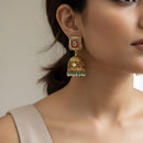 Jewel Addiction Designer Pota Stone And Pearl Jhumki Earrings