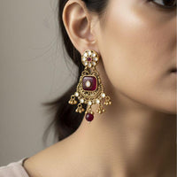 Jewel Addiction Royal Bloom Pota Stone And Pearl Fusion Dangler Earrings