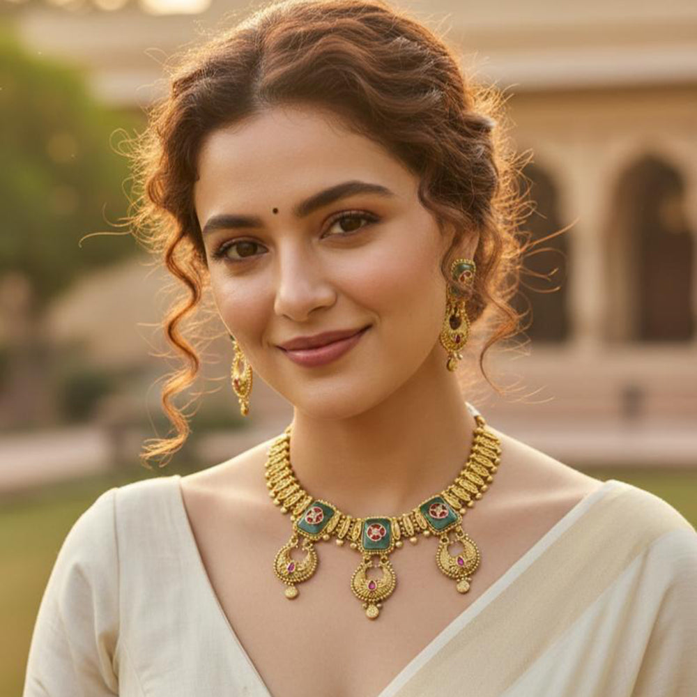 Jewel Addiction Designer Pota Stone And Pearl Necklace Set