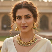 Jewel Addiction Designer Pota Stone And Pearl Necklace Set