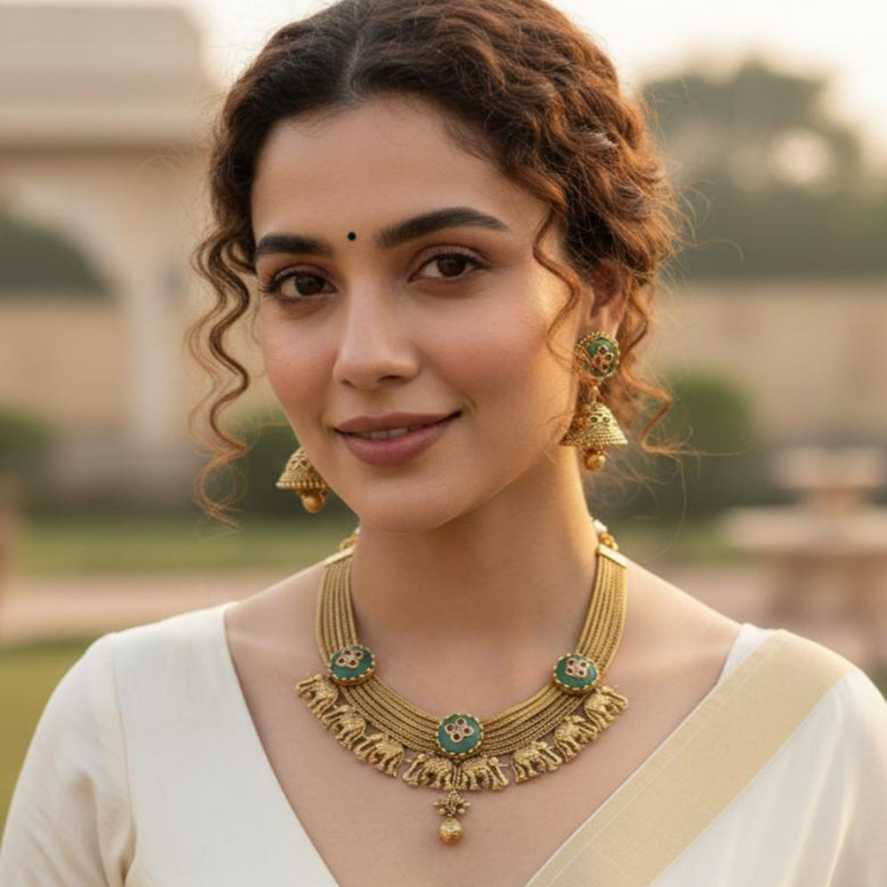 Jewel Addiction Designer Pota Stone And Pearl Necklace Set