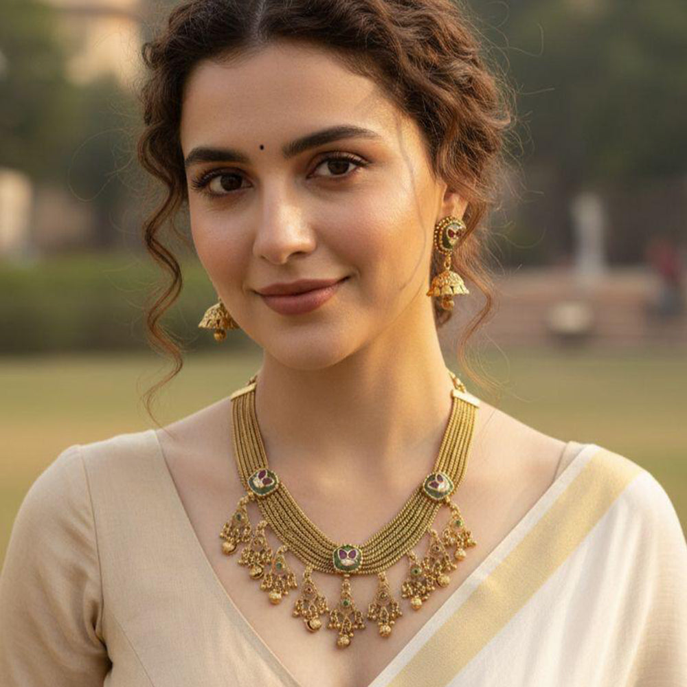 Jewel Addiction Designer Pota Stone And Pearl Necklace Set