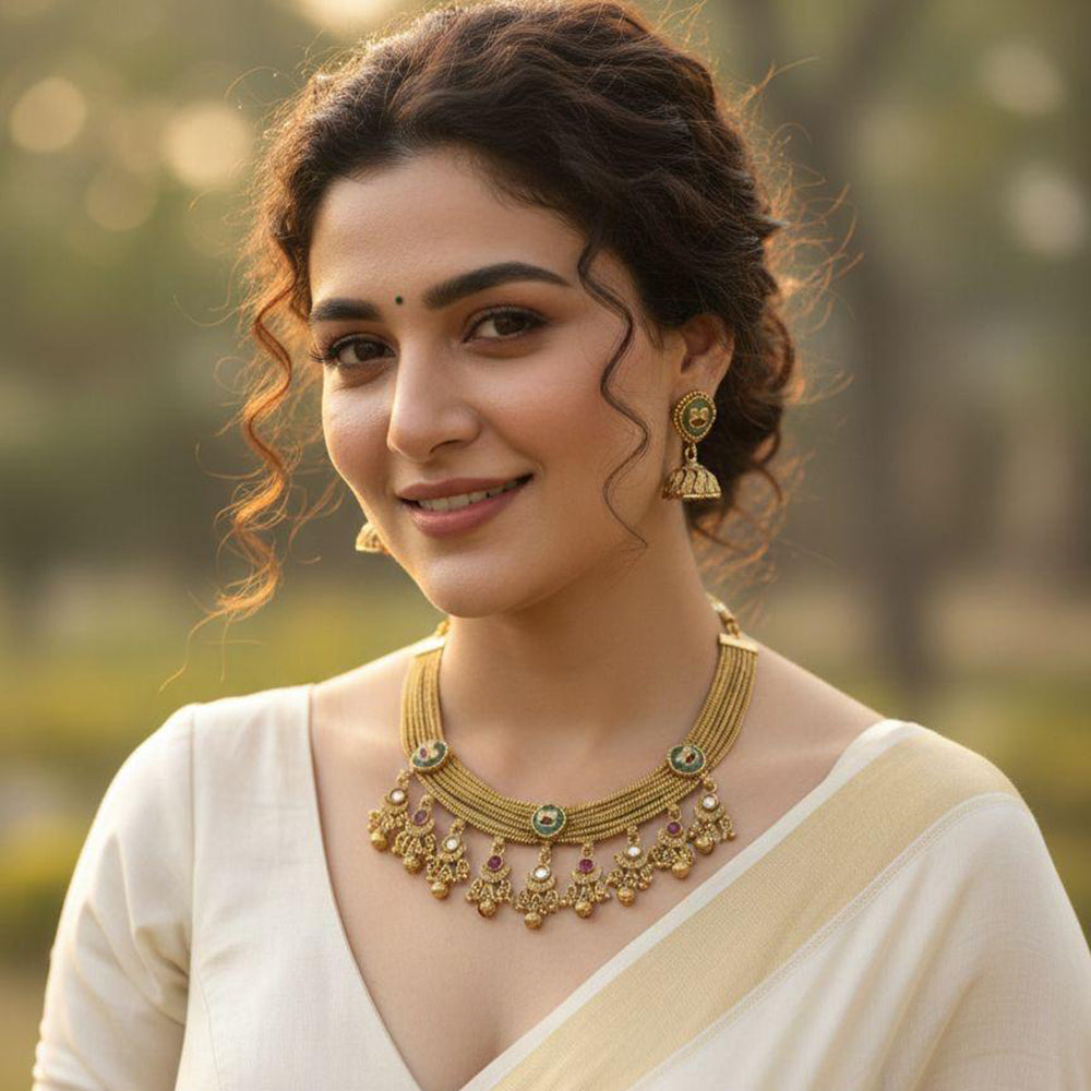 Jewel Addiction Designer Pota Stone And Pearl Necklace Set