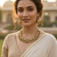 Jewel Addiction Designer Pota Stone And Pearl Necklace Set
