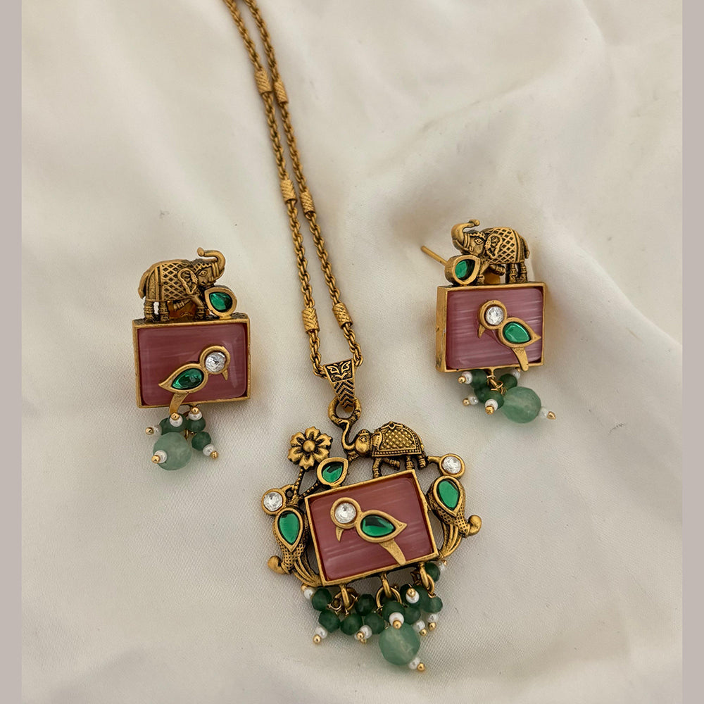 Jewel Addiction Pota Stone And Pearl Designer Pendant Set