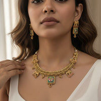 Jewel Addiction Premium Pota Stone And Pearl Necklace Set