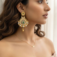 Jewel Addiction Designer Pota Stone And Pearl Dangler Earrings