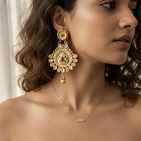 Jewel Addiction Designer Pota Stone And Pearl Dangler Earrings