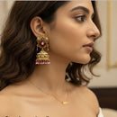 Jewel Addiction Ethnic Designer Pota Stone And Pearl Elephant Jhumki Earrings