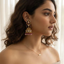 Jewel Addiction Ethnic Designer Pota Stone And Pearl  Jhumki Earrings