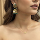 Jewel Addiction Ethnic Designer Pota Stone And Pearl  Jhumki Earrings