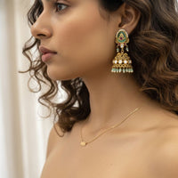 Jewel Addiction Ethnic Designer Pota Stone And Pearl  Jhumki Earrings