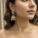 Jewel Addiction Ethnic Designer Pota Stone And Pearl  Jhumki Earrings