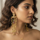 Jewel Addiction Traditional Pota Stone And Pearl Kashmiri Dangler Earrings