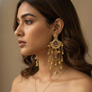 Jewel Addiction Traditional Pota Stone And Pearl Kashmiri Dangler Earrings