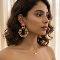 Jewel Addiction Designer Pota Stone And Pearl Dangler Earrings