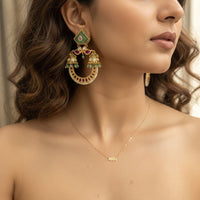 Jewel Addiction Designer Pota Stone And Pearl Dangler Earrings