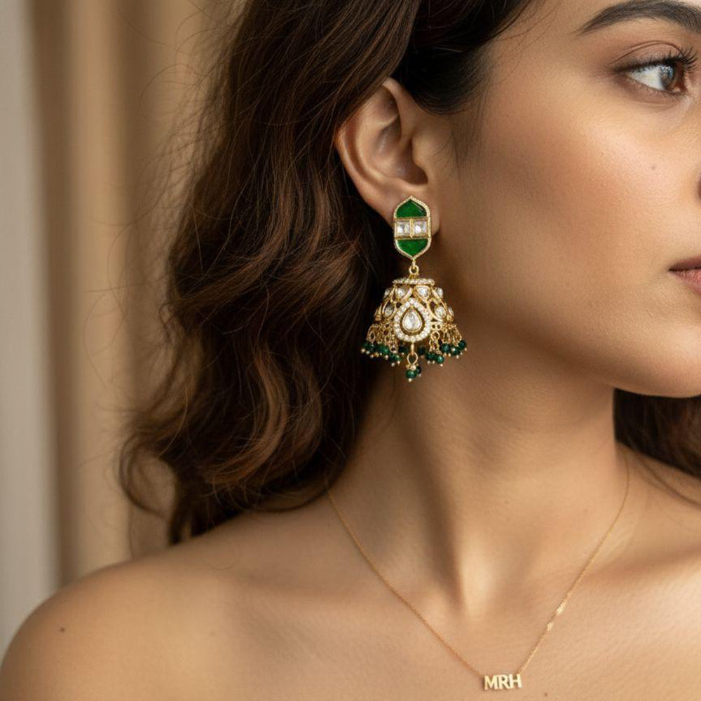 Jewel Addiction Polki Kundan Stone And Pearl Designer Jhumki Earrings