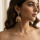 Jewel Addiction EthnicPolki Kundan Stone Beads And Pearl  Designer Jhumki Earrings