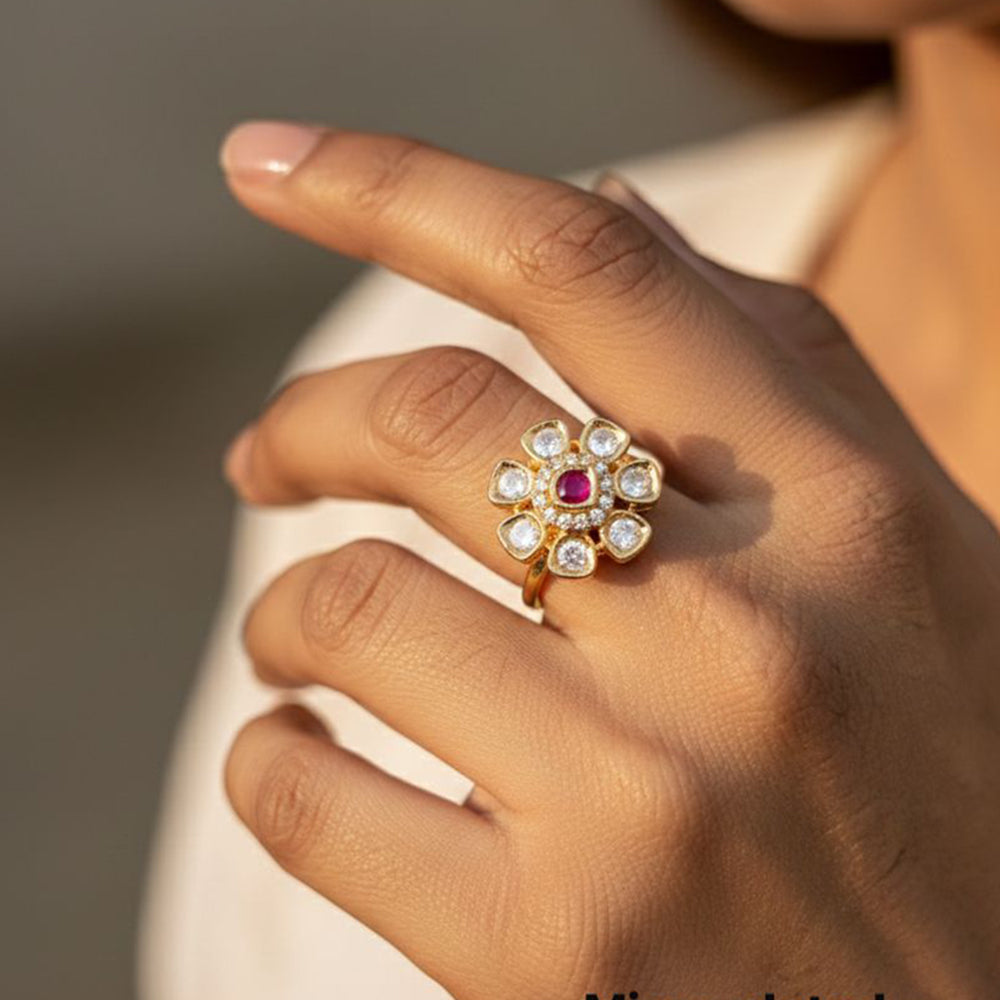 Jewel Addiction Pota Stone And Austrian Designer Finger Ring