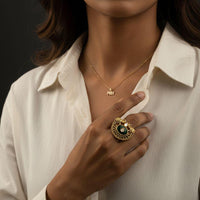 Jewel Addiction Pota Stone  Elephant Motifs Designer Finger Ring