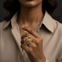 Jewel Addiction Pota Stone  Elephant Motifs Designer Finger Ring