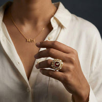 Jewel Addiction Glam Shine Pota Stone And Pearl Designer Finger Ring