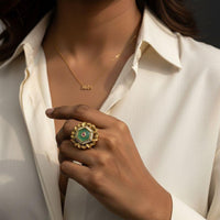 Jewel Addiction Glam Shine Pota Stone And Pearl Designer Finger Ring