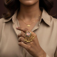 Jewel Addiction Glam Shine Pota Stone And Pearl Designer Finger Ring