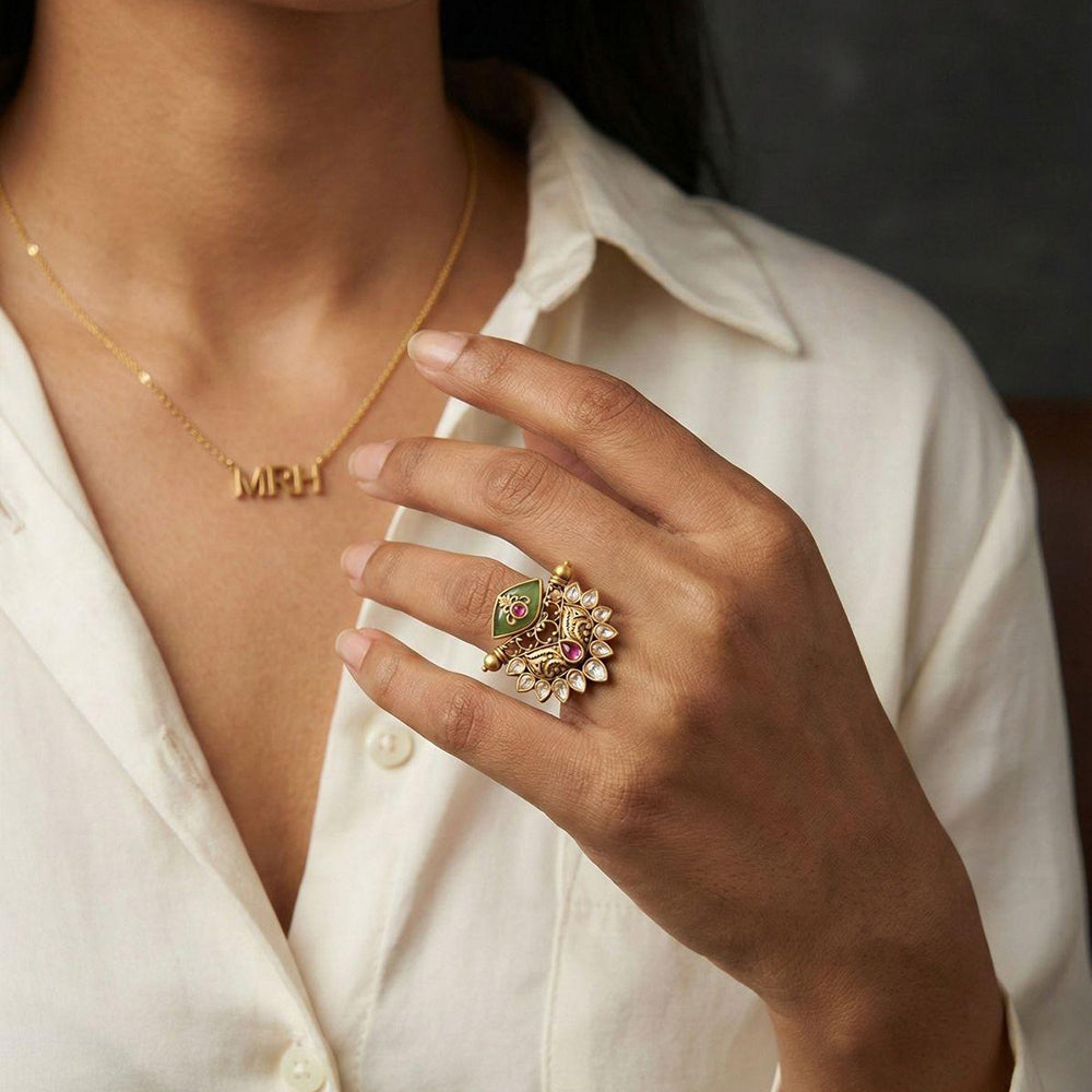 Jewel Addiction Glam Shine Pota Stone Designer Finger Ring