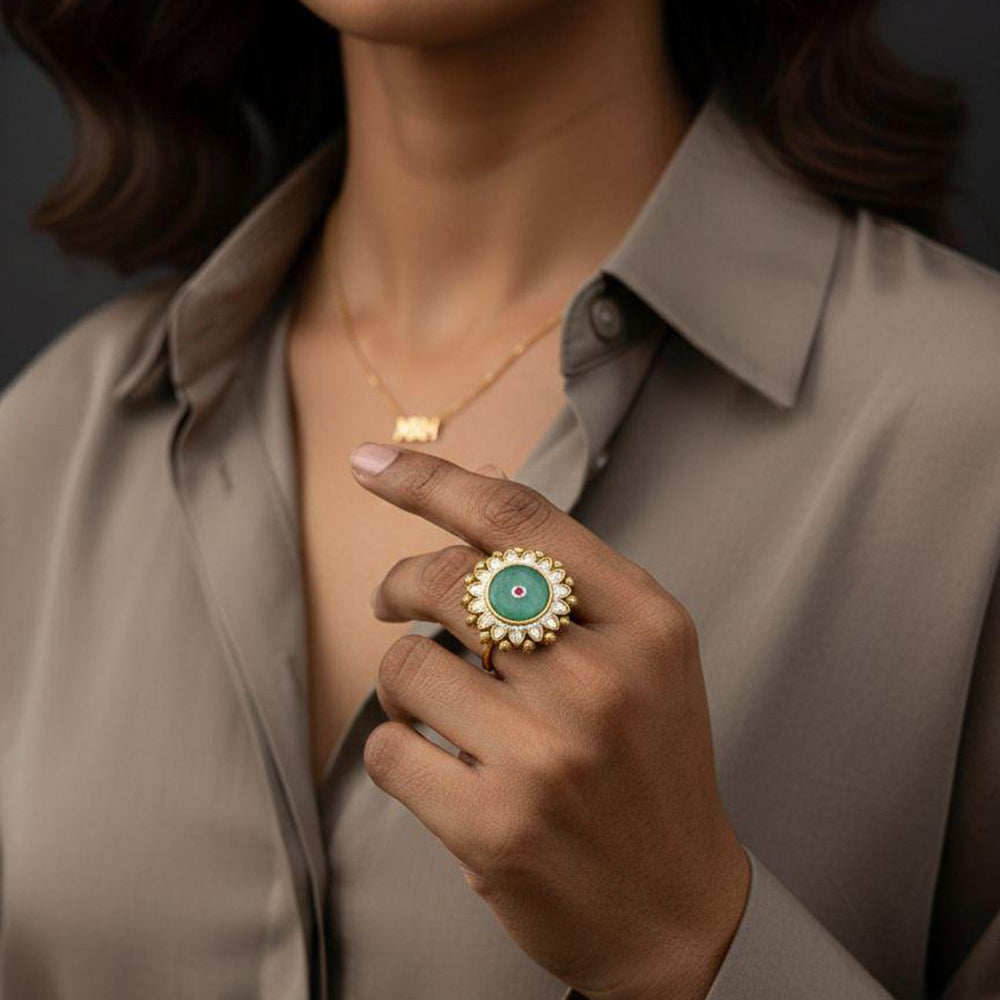 Jewel Addiction Classic Pota Stone Designer Finger Ring