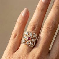 Jewel Addiction Pota Stone And Austrian Designer Finger Ring