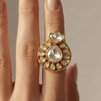 Jewel Addiction Royal Look Polki Kundan  Designer Finger Ring