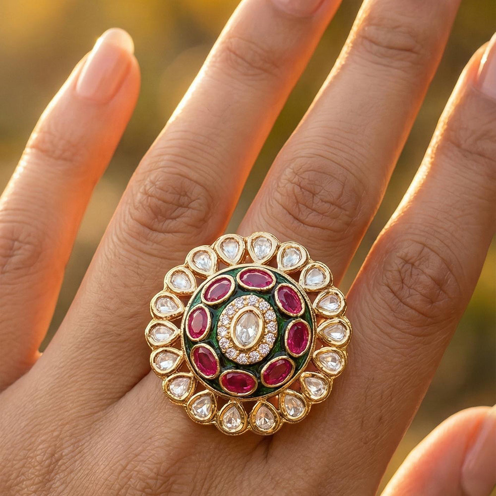 Jewel Addiction Pota Stone And Austrian Designer Finger Ring