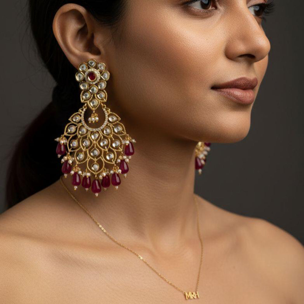 Jewel Addiction Designer Kundan Stone And Beads Dangler Earrings