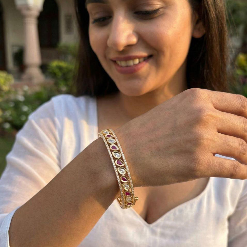 Jewel Addiction Designer Polki Kundan Stone Bangles Set