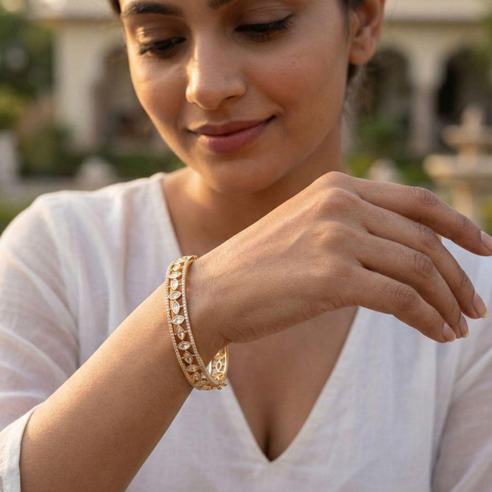 Jewel Addiction Designer Polki Kundan Stone Bangles Set