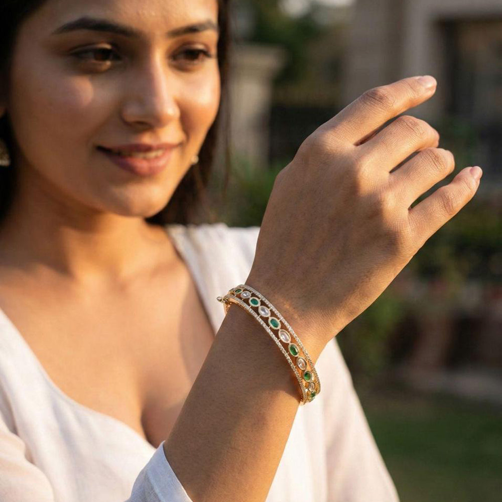 Jewel Addiction Designer Polki Kundan Stone Bangles Set