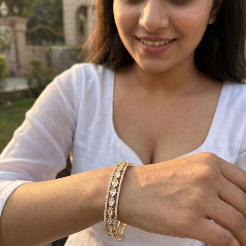 Jewel Addiction Designer Polki Kundan Stone Bangles Set