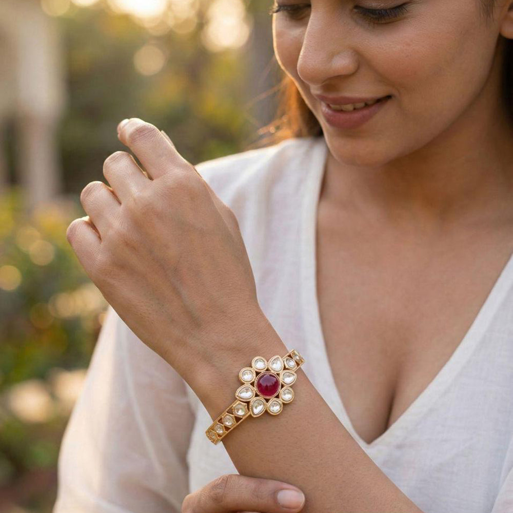Jewel Addiction Polki Kundan Designer Openable Bracelet