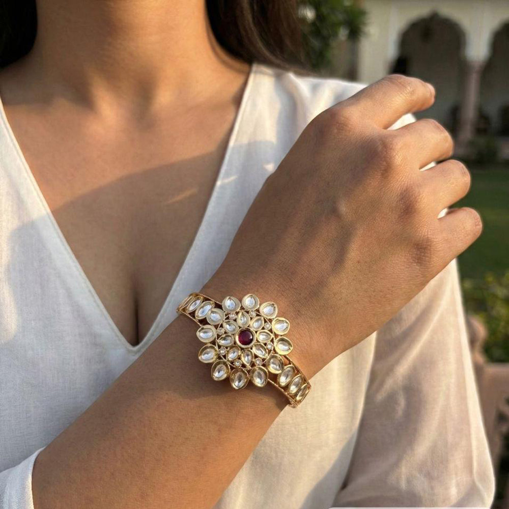 Jewel Addiction Designer Polki Kundan Stone Bangles Set